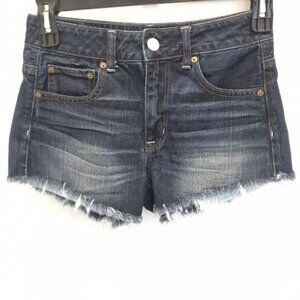 American Eagle Hi-Rise Shortie Shorts Size 2 Womans Super Stretch Blue Denim
